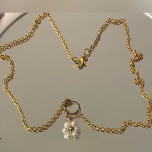 Handmade dainty pearl flower with gold chain necklace